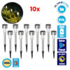 LEDTM® 71521-10 ΣΕΤ 10 Τεμαχίων Αυτόνομα Ηλιακά Φωτιστικά LED SMD 1W 40lm με Ενσωματωμένη Μπαταρία 600mAh - Φωτοβολταϊκό Πάνελ με Αισθητήρα Ημέρας-Νύχτας Αδιάβροχο IP65 Φανάρι Κήπου Στρογγυλό Θερμό Λευκό 2700K