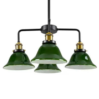 LEDTM® LIBRARY 00769 Vintage Φωτιστικό Οροφής με Ντουί 4 x E27 AC 220-240V IP20 - Πράσινο & Χρυσό - Μ57 x Π57 x Υ90cm