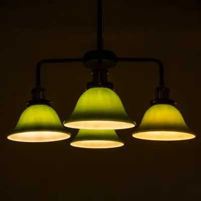 Alternative view of LEDTM® LIBRARY 00769 Vintage Φωτιστικό Οροφής με Ντουί 4 x E27 AC 220-240V IP20 - Πράσινο & Χρυσό - Μ57 x Π57 x Υ90cm