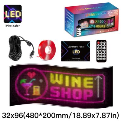 LEDTM® MATRIX GLB-106-0009 Εύκαμπτη Κυλιόμενη Ψηφιακή Επιγραφή 48x20cm P4.5 96x32 Pixel LED 10W AC 220-240V Αδιάβροχο IP65 Πολύχρωμο RGB - Bluetooth Control μέσω iPIXEL APP - Μ48 x Π0.4x Υ20cm - 2 Χρόνια Εγγύηση