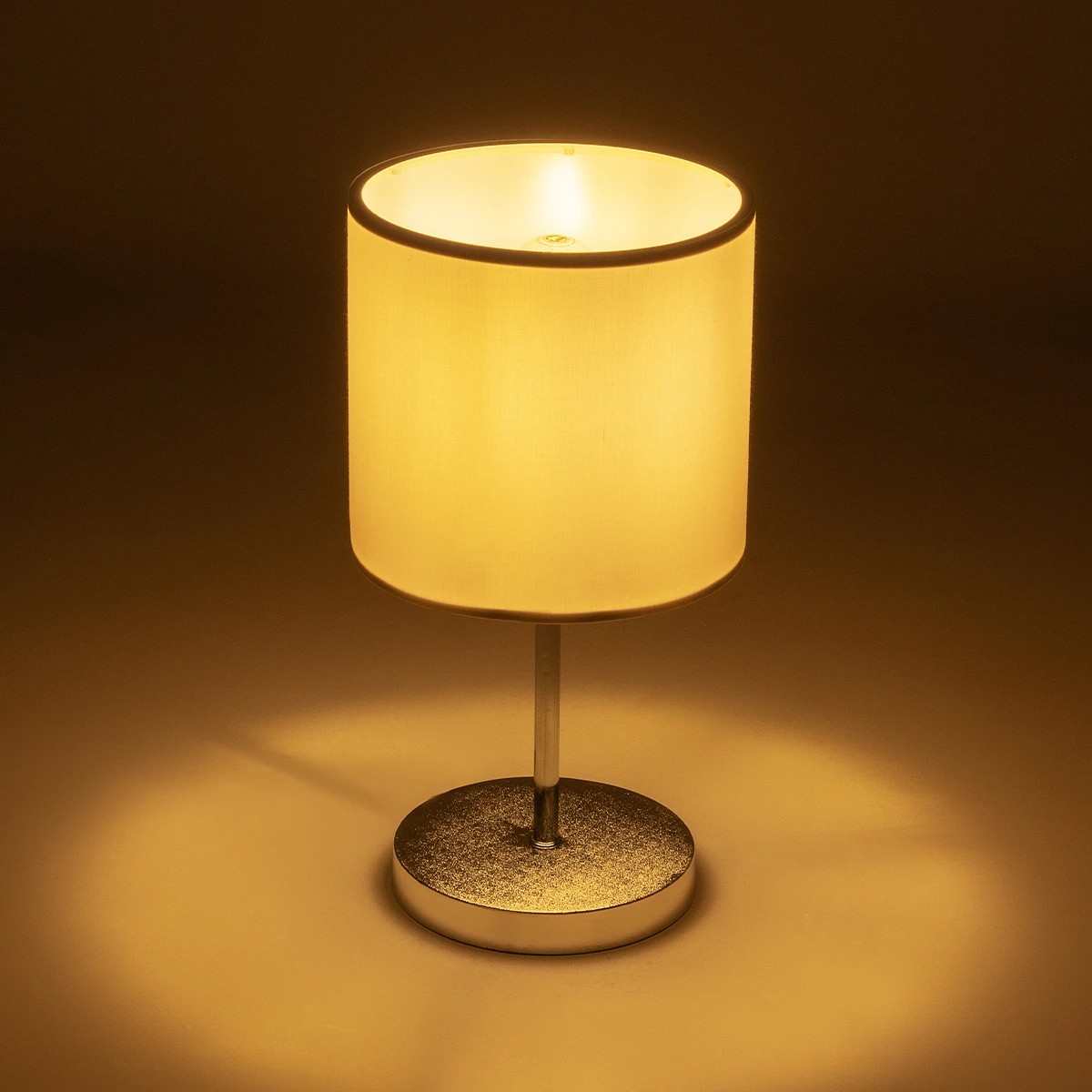 LEDTM® GLOSSY 204-0077 Μοντέρνο Επιτραπέζιο Φωτιστικό Πορτατίφ με Ντουί 1 x E27 AC 220-240V IP20 - Ασημί & Μπεζ - Μ19 x Π19 x Υ36cm - Image 2