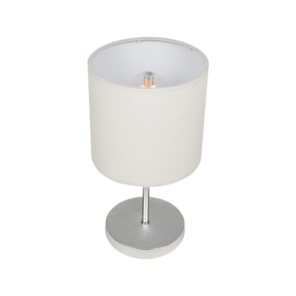 LEDTM® GLOSSY 204-0077 Μοντέρνο Επιτραπέζιο Φωτιστικό Πορτατίφ με Ντουί 1 x E27 AC 220-240V IP20 - Ασημί & Μπεζ - Μ19 x Π19 x Υ36cm - Image 5