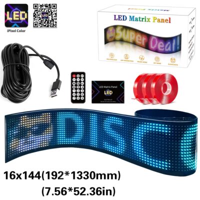 LEDTM® MATRIX GLB-106-0004 Εύκαμπτη Κυλιόμενη Ψηφιακή Επιγραφή 133x19.2cm P9 144x16 Pixel LED 10W DC 5V 2A με USB 2.0 Αδιάβροχο IP65 Πολύχρωμο RGB - Bluetooth Control μέσω iPIXEL APP - Μ133 x Π0.4 x Υ19.2cm - 2 Χρόνια Εγγύηση