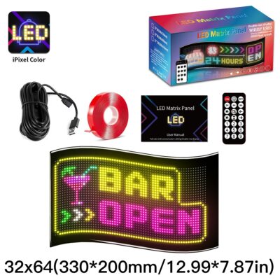 LEDTM® MATRIX GLB-106-0008 Εύκαμπτη Κυλιόμενη Ψηφιακή Επιγραφή 33x20cm P4.5 64x32 Pixel LED 10W AC 220-240V Αδιάβροχο IP65 Πολύχρωμο RGB - Bluetooth Control μέσω iPIXEL APP - Μ33 x Π0.4 x Υ20cm - 2 Χρόνια Εγγύηση
