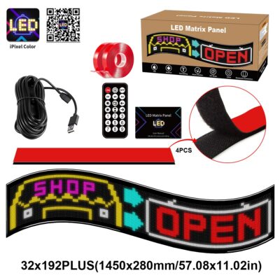 LEDTM® MATRIX GLB-106-0012 Εύκαμπτη Κυλιόμενη Ψηφιακή Επιγραφή 145x28cm P7 192x32 Pixel LED 20W AC 220-240V Αδιάβροχο IP65 Πολύχρωμο RGB - Bluetooth Control μέσω iPIXEL APP - Μ145 x Π0.4 x Υ28cm - 2 Χρόνια Εγγύηση