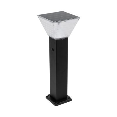 LEDTM® VEGGIE 90524 Φωτιστικό Κολωνάκι Κήπου LED 10W 500lm 120° με Ενσωματωμένο Φωτοβολταϊκό Panel 6V 2W & Επαναφορτιζόμενη Μπαταρία Li-ion 3.2V 6000mAh με Αισθητήρα Ημέρας-Νύχτας Αδιάβροχο IP65 All in One CCT 6000K-4500K - Sanan SMD Chip - Μαύρο - Μ19.5 x Π19.5 x Υ60cm - 2 Χρόνια Εγγύηση