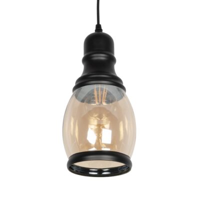 LEDTM® OLIVER 999-0188 Vintage Κρεμαστό Φωτιστικό Οροφής με Ντουί 1 x E27 AC 220-240V IP20 - Μελί & Μαύρο - Μ14 x Π14 x Υ30cm