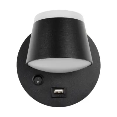 Alternative view of LEDTM® REGENCY 61373 Μοντέρνο Φωτιστικό Τοίχου - Απλίκα Ξενοδοχείου Reading Light με Φορτιστή USB 3A LED 8W 920lm 120° AC 220-240V IP20 Φυσικό Λευκό 4500K - Bridgelux SMD Chip & TÜV SÜD Driver - Μαύρο Ματ - Μ12 x Π12 x Υ13cm - 3 Χρόνια Εγγύηση