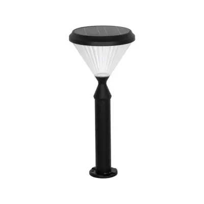 LEDTM® VEGGIE 90522 Φωτιστικό Κολωνάκι Κήπου LED 10W 500lm 120° με Ενσωματωμένο Φωτοβολταϊκό Panel 6V 2W & Επαναφορτιζόμενη Μπαταρία Li-ion 3.2V 6000mAh με Αισθητήρα Ημέρας-Νύχτας Αδιάβροχο IP65 Ψυχρό Λευκό 6000K - Sanan SMD Chip - Μαύρο - Μ26 x Π26 x Υ60cm - 2 Χρόνια Εγγύηση