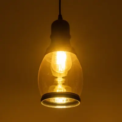Alternative view of LEDTM® OLIVER 999-0188 Vintage Κρεμαστό Φωτιστικό Οροφής με Ντουί 1 x E27 AC 220-240V IP20 - Μελί & Μαύρο - Μ14 x Π14 x Υ30cm