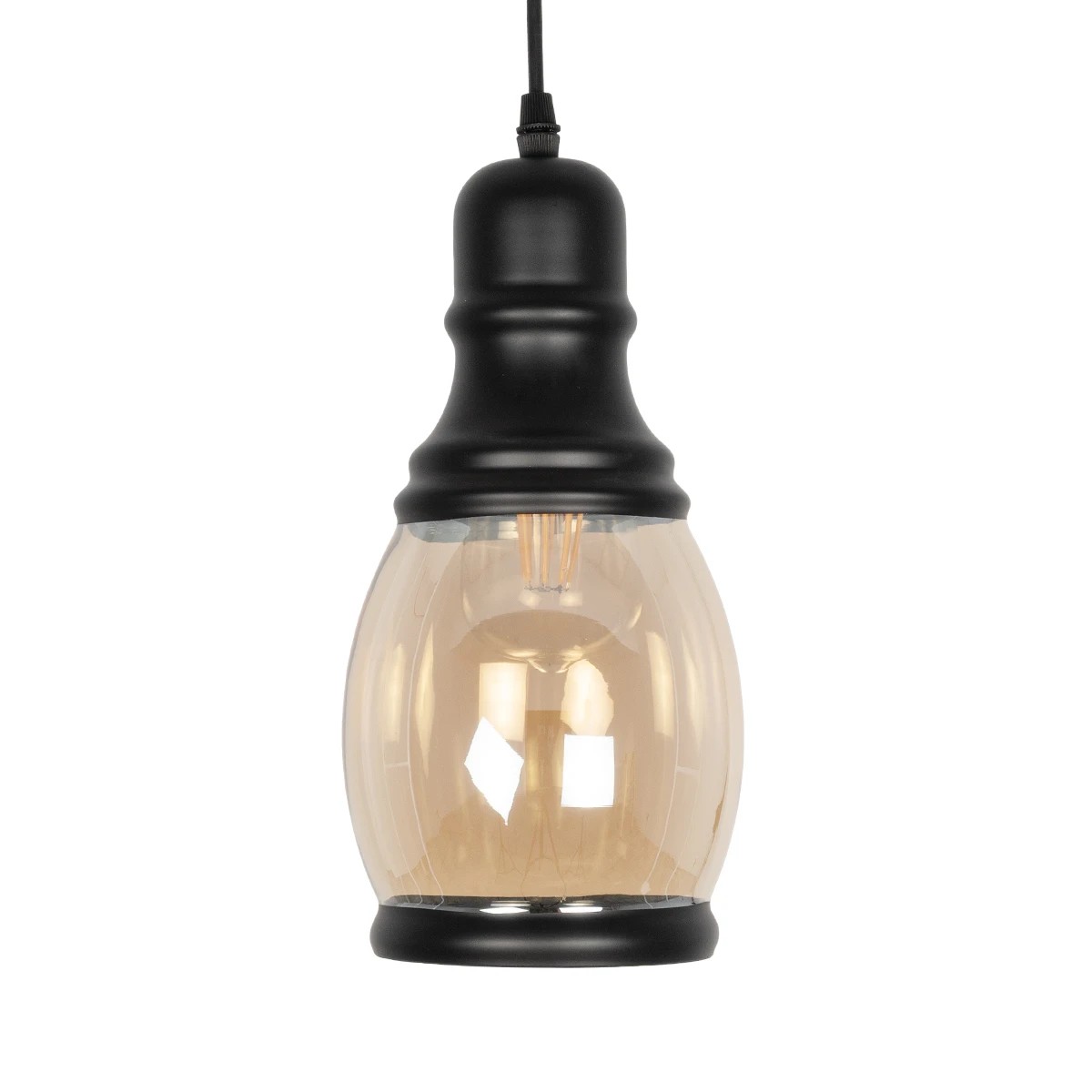 LEDTM® OLIVER 999-0188 Vintage Κρεμαστό Φωτιστικό Οροφής με Ντουί 1 x E27 AC 220-240V IP20 - Μελί & Μαύρο - Μ14 x Π14 x Υ30cm - Image 4