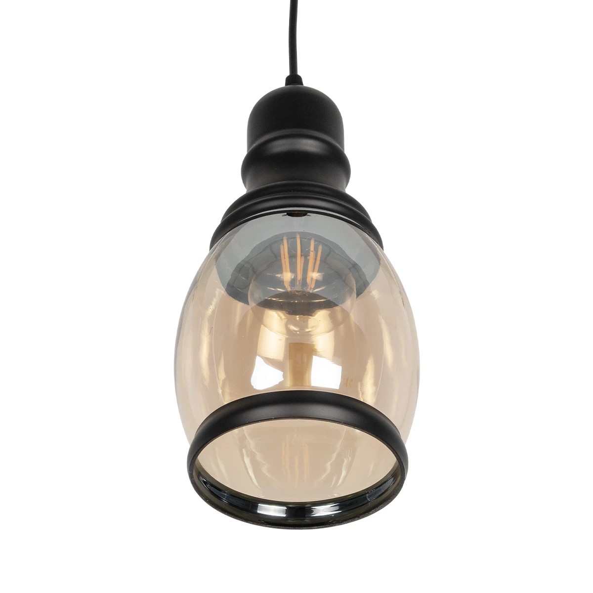 LEDTM® OLIVER 999-0188 Vintage Κρεμαστό Φωτιστικό Οροφής με Ντουί 1 x E27 AC 220-240V IP20 - Μελί & Μαύρο - Μ14 x Π14 x Υ30cm - Image 5