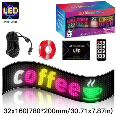 LEDTM® MATRIX GLB-106-0010 Εύκαμπτη Κυλιόμενη Ψηφιακή Επιγραφή 78x20cm P4.5 160x32 Pixel LED 20W AC 220-240V Αδιάβροχο IP65 Πολύχρωμο RGB - Bluetooth Control μέσω iPIXEL APP - Μ78 x Π0.4 x Υ20cm - 2 Χρόνια Εγγύηση