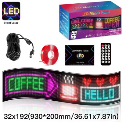 LEDTM® MATRIX GLB-106-0011 Εύκαμπτη Κυλιόμενη Ψηφιακή Επιγραφή 93x20cm P4.5 192x32 Pixel LED 20W AC 220-240V Αδιάβροχο IP65 Πολύχρωμο RGB - Bluetooth Control μέσω iPIXEL APP - Μ93 x Π0.4 x Υ20cm - 2 Χρόνια Εγγύηση