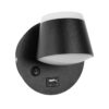 LEDTM® REGENCY 61373 Μοντέρνο Φωτιστικό Τοίχου - Απλίκα Ξενοδοχείου Reading Light με Φορτιστή USB 3A LED 8W 920lm 120° AC 220-240V IP20 Φυσικό Λευκό 4500K - Bridgelux SMD Chip & TÜV SÜD Driver - Μαύρο Ματ - Μ12 x Π12 x Υ13cm - 3 Χρόνια Εγγύηση