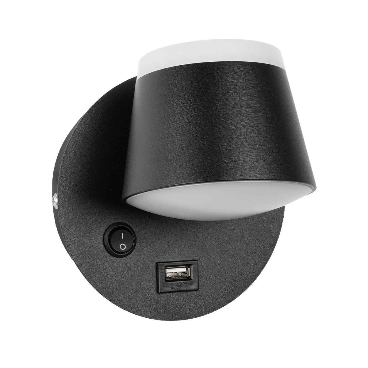 LEDTM® REGENCY 61373 Μοντέρνο Φωτιστικό Τοίχου - Απλίκα Ξενοδοχείου Reading Light με Φορτιστή USB 3A LED 8W 920lm 120° AC 220-240V IP20 Φυσικό Λευκό 4500K - Bridgelux SMD Chip & TÜV SÜD Driver - Μαύρο Ματ - Μ12 x Π12 x Υ13cm - 3 Χρόνια Εγγύηση