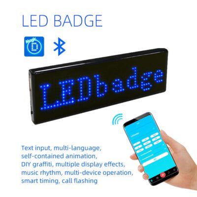 LEDTM® MATRIX GLB-106-0015 Κυλιόμενη Ψηφιακή Ετικέτα Ονόματος 9.3x6cm P1.7 48x12 Pixel LED 0.5W DC 5V με Επαναφορτιζόμενη Μπαταρία Li-ion 3.7V 200mAh IP20 Πολύχρωμο RGB - Bluetooth Control μέσω iPIXEL APP - Μ9.5 x Π3 x Υ1cm - 2 Χρόνια Εγγύηση