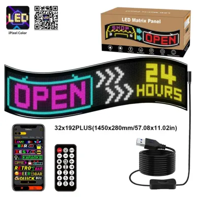 Alternative view of LEDTM® MATRIX GLB-106-0012 Εύκαμπτη Κυλιόμενη Ψηφιακή Επιγραφή 145x28cm P7 192x32 Pixel LED 20W AC 220-240V Αδιάβροχο IP65 Πολύχρωμο RGB - Bluetooth Control μέσω iPIXEL APP - Μ145 x Π0.4 x Υ28cm - 2 Χρόνια Εγγύηση