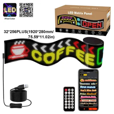 Alternative view of LEDTM® MATRIX GLB-106-0013 Εύκαμπτη Κυλιόμενη Ψηφιακή Επιγραφή 192x28cm P7 256x32 Pixel LED 40W AC 220-240V Αδιάβροχο IP65 Πολύχρωμο RGB - Bluetooth Control μέσω iPIXEL APP - Μ192 x Π0.4 x Υ28cm - 2 Χρόνια Εγγύηση