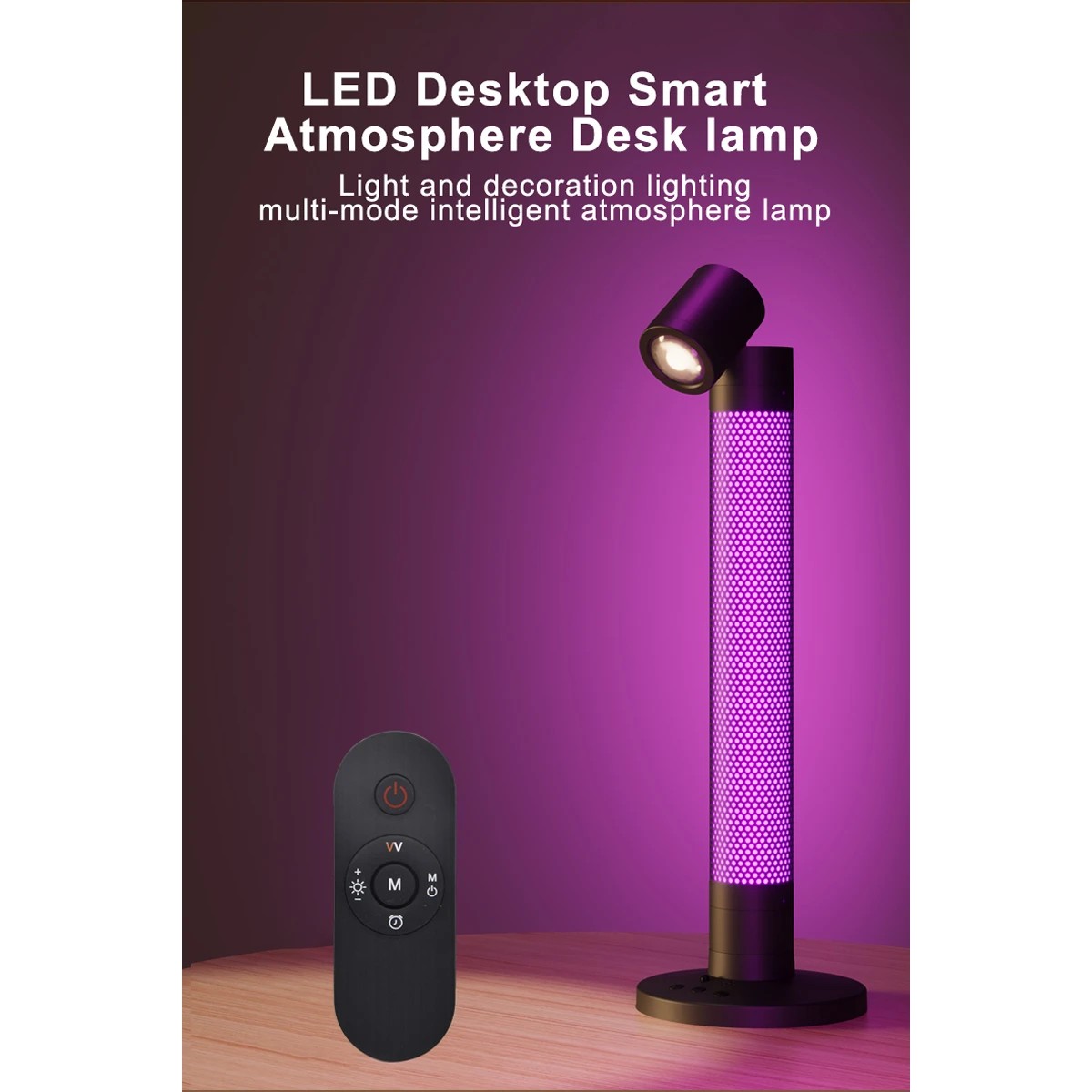 LEDTM® DESTINY GLB-106-0019 Επιτραπέζιο Φωτιστικό Πορτατίφ με RF Ασύρματο Χειριστήριο & Λειτουργία μέσω WiFi APP LED 10W 600lm 180° AC 220-240V IP20 Πολύχρωμο RGB Dimmable - Sanan SMD Chip - Μαύρο - Μ14 x Π14 x Υ40.5cm - 2 Χρόνια Εγγύηση - Image 6