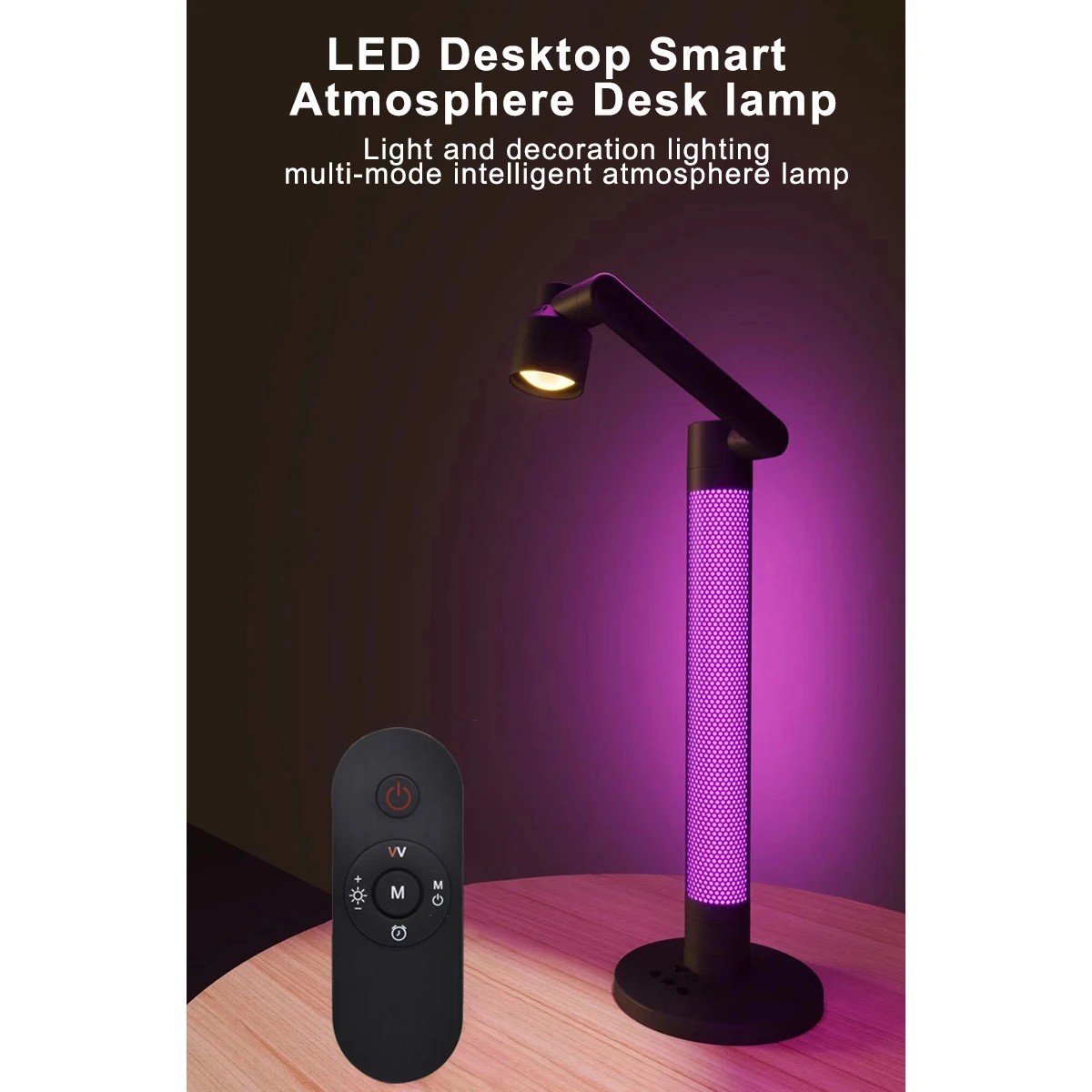 LEDTM® DESTINY GLB-106-0020 Επιτραπέζιο Φωτιστικό Πορτατίφ με RF Ασύρματο Χειριστήριο & Λειτουργία μέσω WiFi APP LED 10W 600lm 180° AC 220-240V IP20 Πολύχρωμο RGB Dimmable - Sanan SMD Chip - Μαύρο - Μ14 x Π14 x Υ50cm - 2 Χρόνια Εγγύηση - Image 3