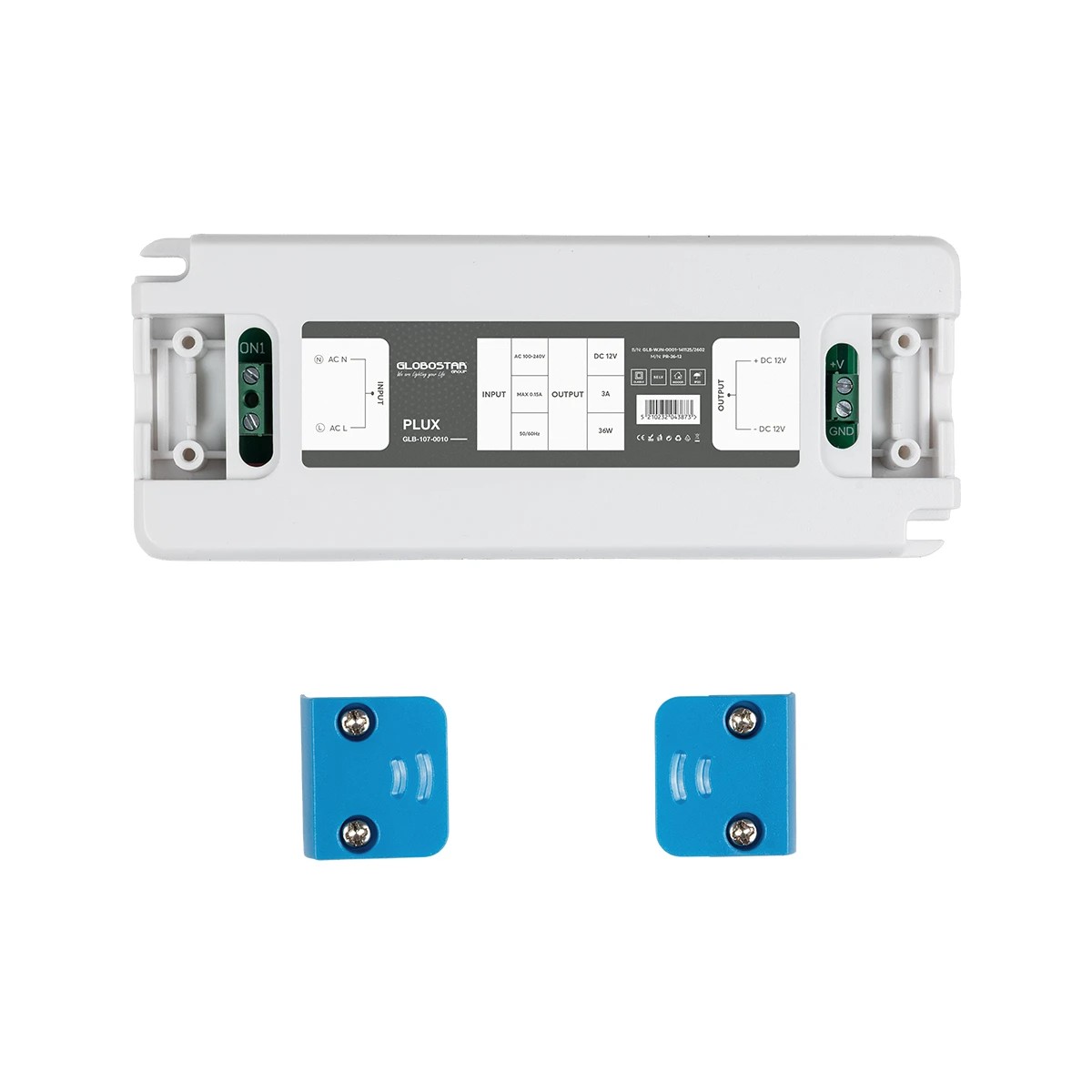 LEDTM® PLUX GLB-107-0010 Τροφοδοτικό/Μετασχηματιστής Class II SELV 36W 3A AC 220-240V σε DC 12V IP20 - Λευκό Ματ - Μ12.8 x Π5 x Υ1.5cm - 3 Χρόνια Εγγύηση - Image 6