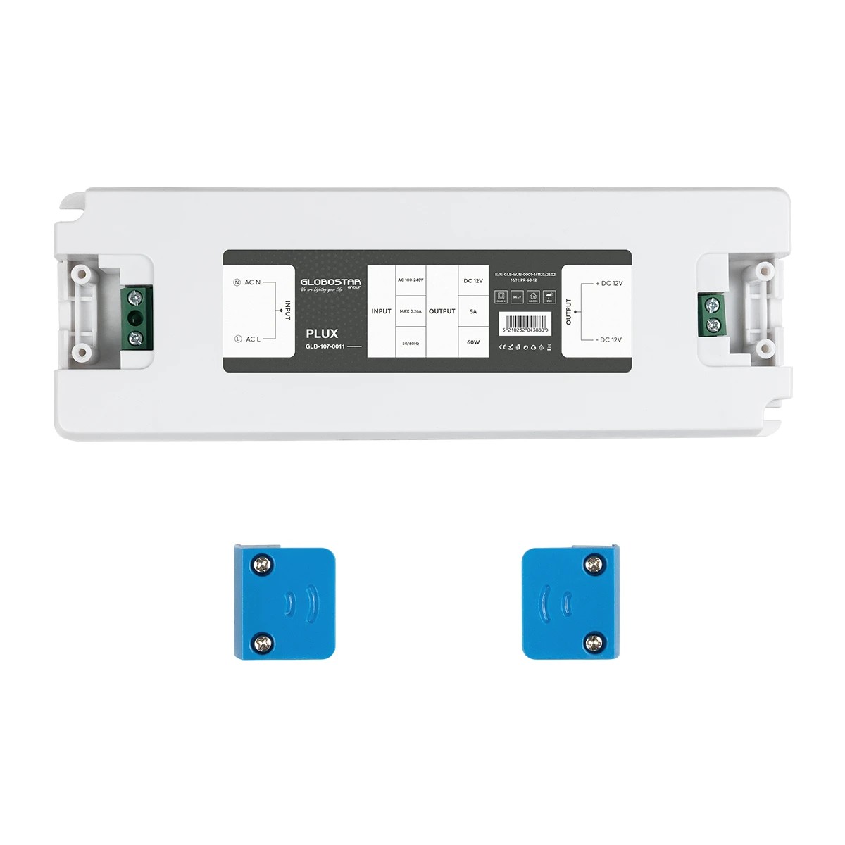 LEDTM® PLUX GLB-107-0011 Τροφοδοτικό/Μετασχηματιστής Class II SELV 60W 5A AC 220-240V σε DC 12V IP20 - Λευκό Ματ - Μ18.5 x Π6.4 x Υ2.2cm - 3 Χρόνια Εγγύηση - Image 6