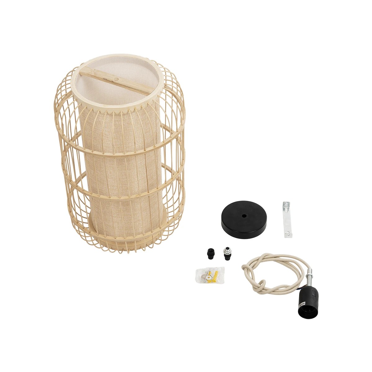 LEDTM® HIBISCUS 00893 Boho Κρεμαστό Φωτιστικό Οροφής με Ντουί 1 x E27 AC 220-240V IP20 - Μπεζ - Μ26 x Π26 x Υ38cm - Image 9