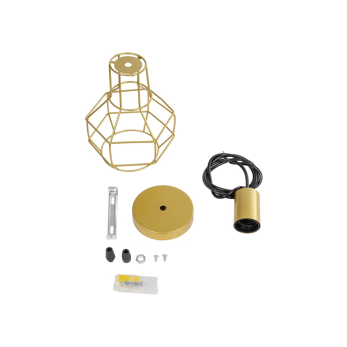 LEDTM® CAGE 00950 Vintage Κρεμαστό Φωτιστικό Οροφής με Ντουί 1 x E27 AC 220-240V IP20 - Χρυσό - Μ15 x Π15 x Y21cm - Image 9