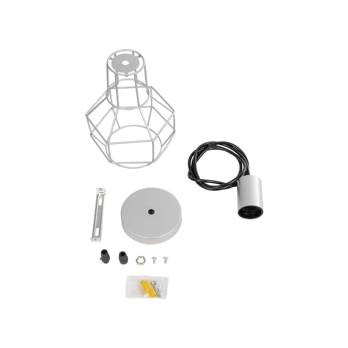 LEDTM® CAGE 00951 Vintage Κρεμαστό Φωτιστικό Οροφής με Ντουί 1 x E27 AC 220-240V IP20 - Ασημί - Μ15 x Π15 x Y21cm - Image 9
