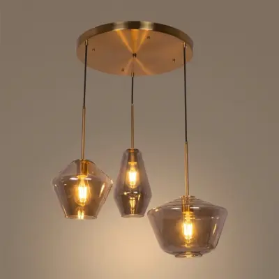 Alternative view of LEDTM® AMARIS 00976 Μοντέρνο Κρεμαστό Φωτιστικό Οροφής με Ντουί 3 x E27 AC 220-240V IP20 - Χρυσό & Ασημί - Μ70 x Π60 x Y50cm