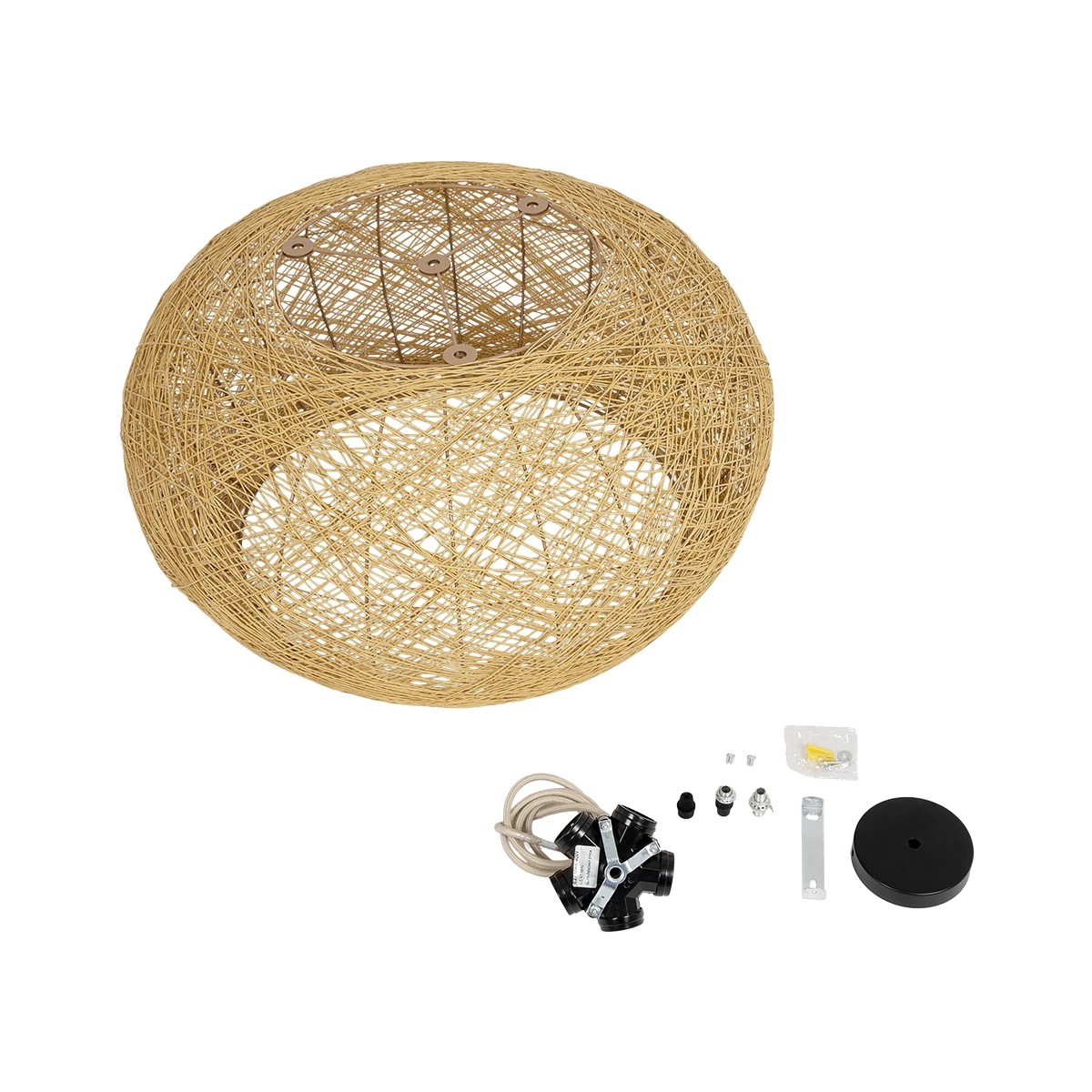 LEDTM® FIJI INCASS 01628 Vintage Κρεμαστό Φωτιστικό Οροφής με Ντουί 5 x E27 AC 220-240V IP20 - Μπεζ - Μ60 x Π60 x Υ29cm - Image 9