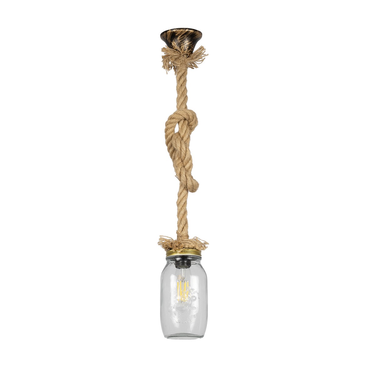 LEDTM® JAM 999-0116 Vintage Κρεμαστό Φωτιστικό Οροφής με Ντουί 1 x E27 AC 220-240V IP20 - Διάφανο & Μπεζ - Μ12 x Π12 x Υ125cm