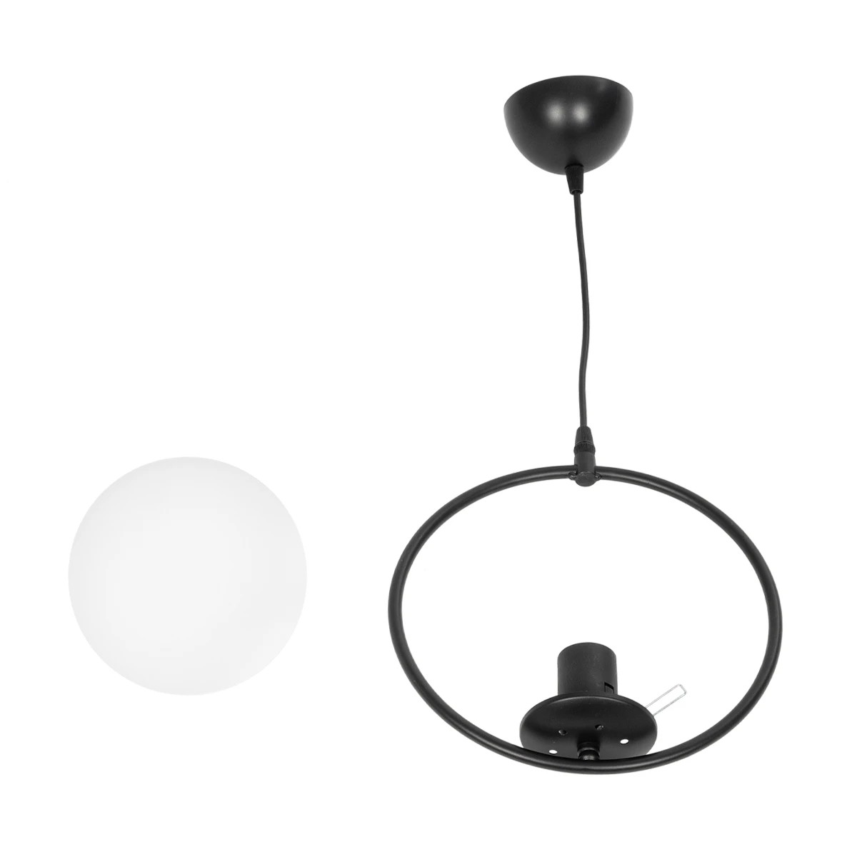 LEDTM® CIRCLE 201-0075 Vintage Κρεμαστό Φωτιστικό Οροφής με Ντουί 1 x E27 AC 220-240V IP20 - Μαύρο & Λευκό - Μ26 x Π26 x Υ29cm - Image 11