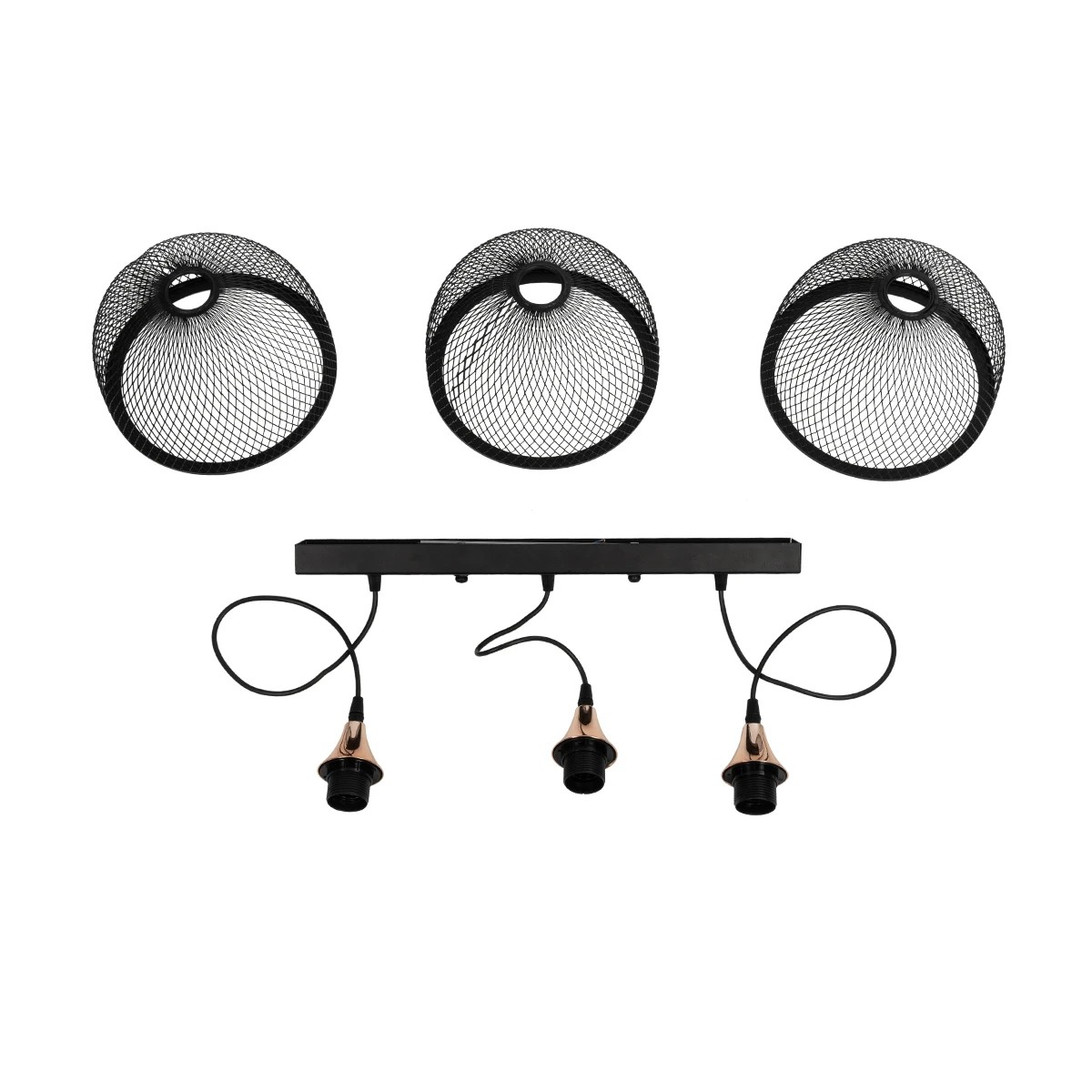 LEDTM® GLIND 201-0082 Vintage Κρεμαστό Φωτιστικό Οροφής με Ντουί 3 x E27 AC 220-240V IP20 - Μαύρο - Μ60 x Π25 x Υ50cm - Image 11