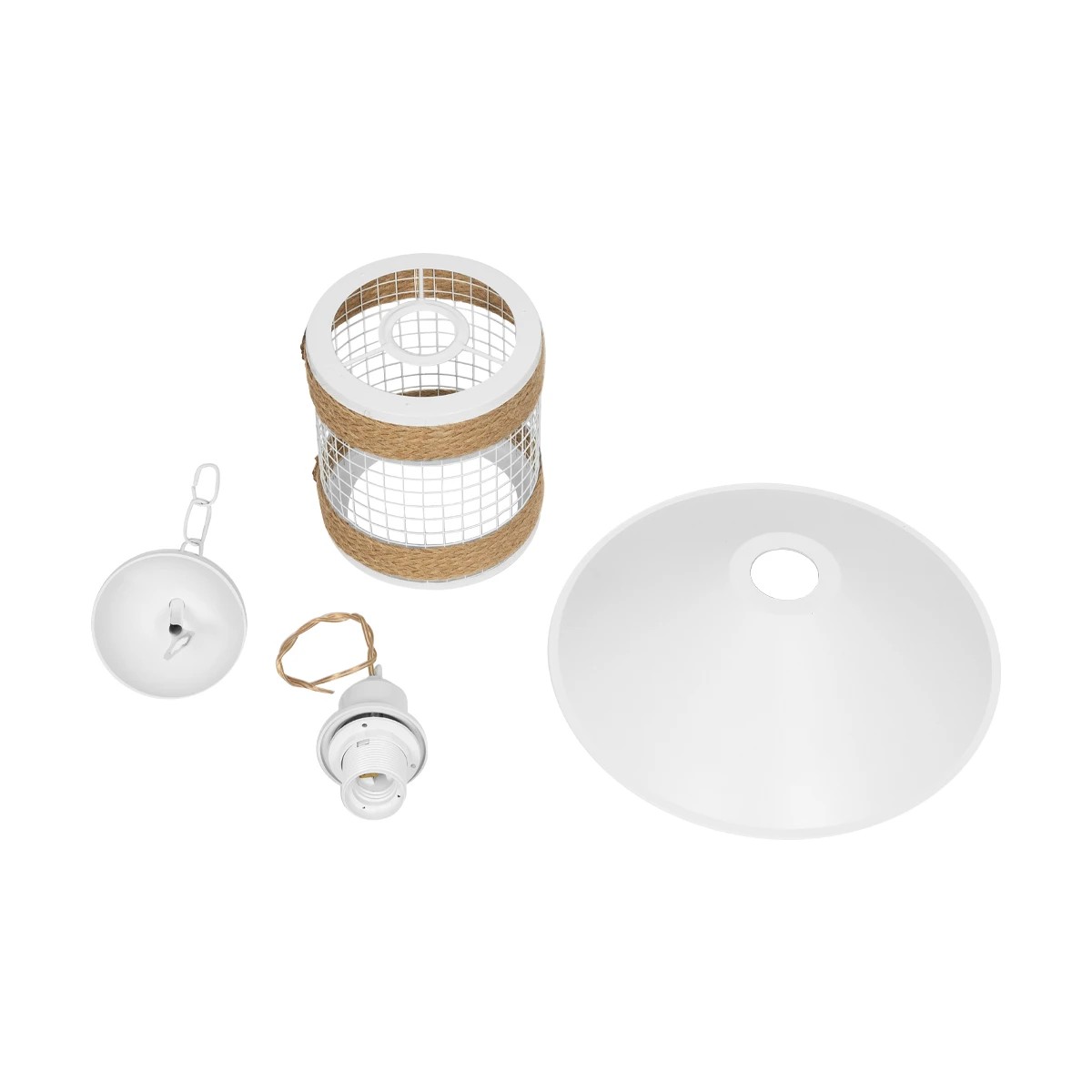 LEDTM® GLORA 201-0089 Vintage Κρεμαστό Φωτιστικό Οροφής με Ντουί 1 x E27 AC 220-240V IP20 - Λευκο & Μπεζ - Μ30 x Π30 x Υ29cm - Image 11