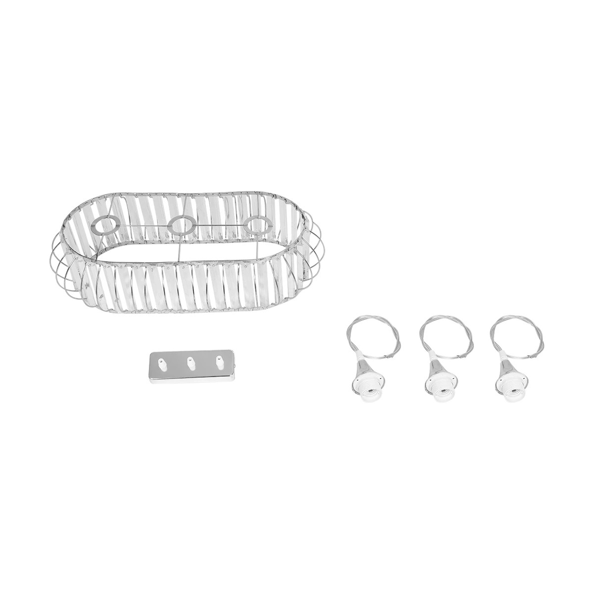 LEDTM® RAZIA 201-0101 Vintage Κρεμαστό Φωτιστικό Οροφής με Ντουί 3 x E27 AC 220-240V IP20 - Ασημί & Διάφανο - Μ60 x Π30 x Υ25cm - Image 10