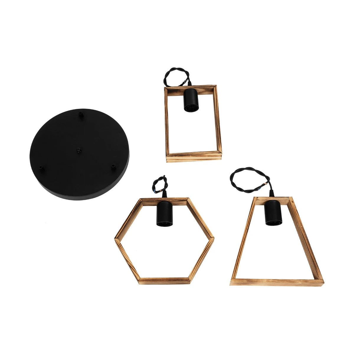 LEDTM® EMBER 201-0102 Vintage Κρεμαστό Φωτιστικό Οροφής με Ντουί 3 x E27 AC 220-240V IP20 - Καφέ & Μαύρο - Μ50 x Π50 x Υ70cm - Image 10