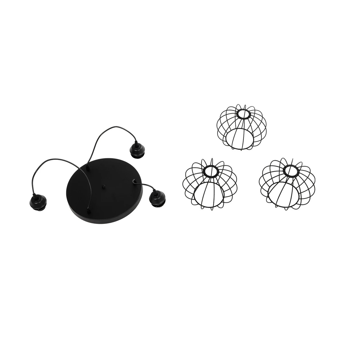 LEDTM® FLAMIA 201-0109 Vintage Κρεμαστό Φωτιστικό Οροφής με Ντουί 3 x E27 AC 220-240V IP20 - Μαύρο - Μ44 x Π44 x Υ66cm - Image 9