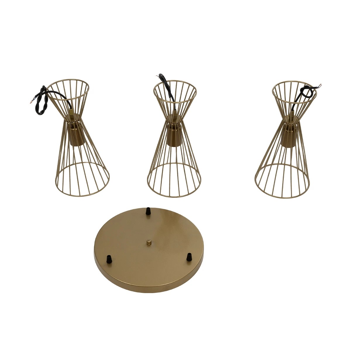 LEDTM® FLIXIO 201-0126 Vintage Κρεμαστό Φωτιστικό Οροφής με Ντουί 3 x E27 AC 220-240V IP20 - Χρυσό - Μ40 x Π40 x Υ70cm - Image 11