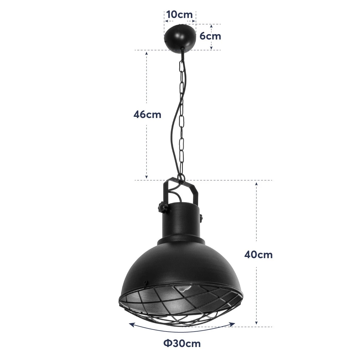 LEDTM® SIERRA 203-0011 Vintage Κρεμαστό Φωτιστικό Οροφής με Ντουί 1 x E27 AC 220-240V IP20 - Μαύρο & Χρυσό - Μ30 x Π30 x Υ40cm - Image 11
