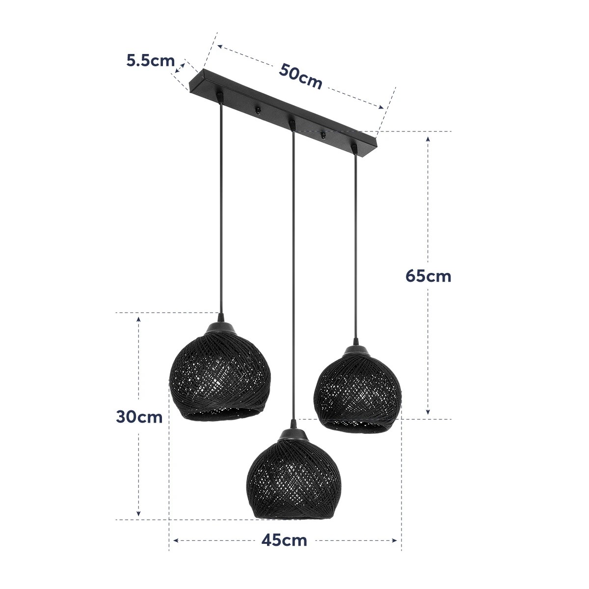 LEDTM® YASAM 203-0027 Vintage Κρεμαστό Φωτιστικό Οροφής με Ντουί 3 x E27 AC 220-240V IP20 - Λευκό - Μ45 x Π18 x Υ30cm - Image 12