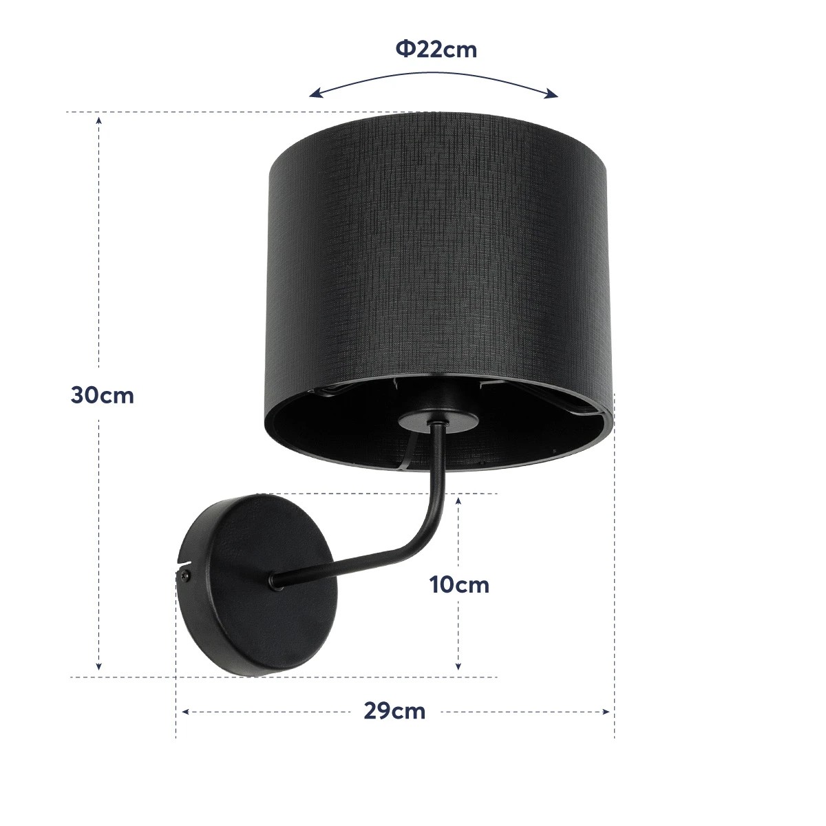LEDTM® RALPH 203-0038 Vintage Φωτιστικό Τοίχου - Απλίκα με Ντουί 1 x E27 AC 220-240V IP20 - Μαύρο - Μ22 x Π29 x Υ30cm - Image 9