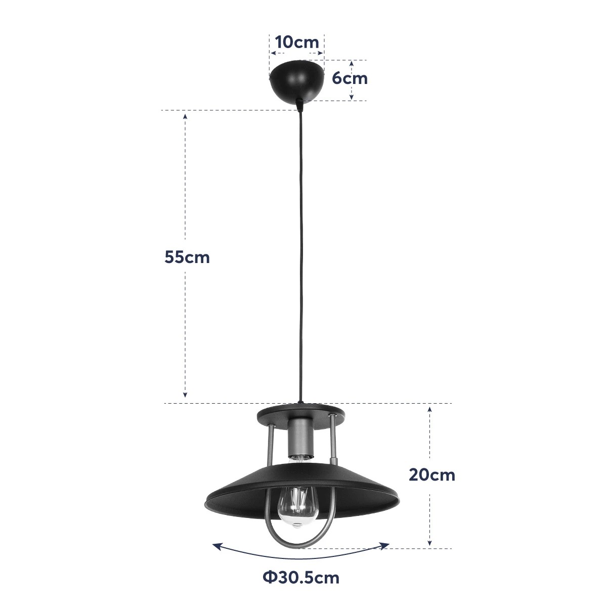 LEDTM® BILLA 203-0042 Vintage Κρεμαστό Φωτιστικό Οροφής με Ντουί 1 x E27 AC 220-240V IP20 - Μαύρο & Χρυσό - M30.5 x Π30.5 x Υ20cm - Image 11