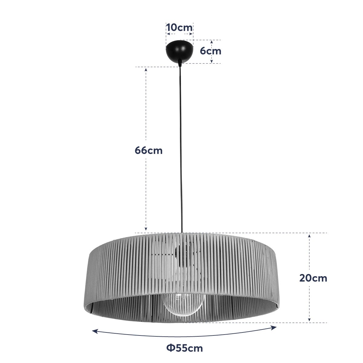 LEDTM® KYCLOS 203-0046 Boho Κρεμαστό Φωτιστικό Οροφής με Ντουί 1 x E27 AC 220-240V IP20 - Μαύρο - M55 x Π55 x Υ20cm - Image 12
