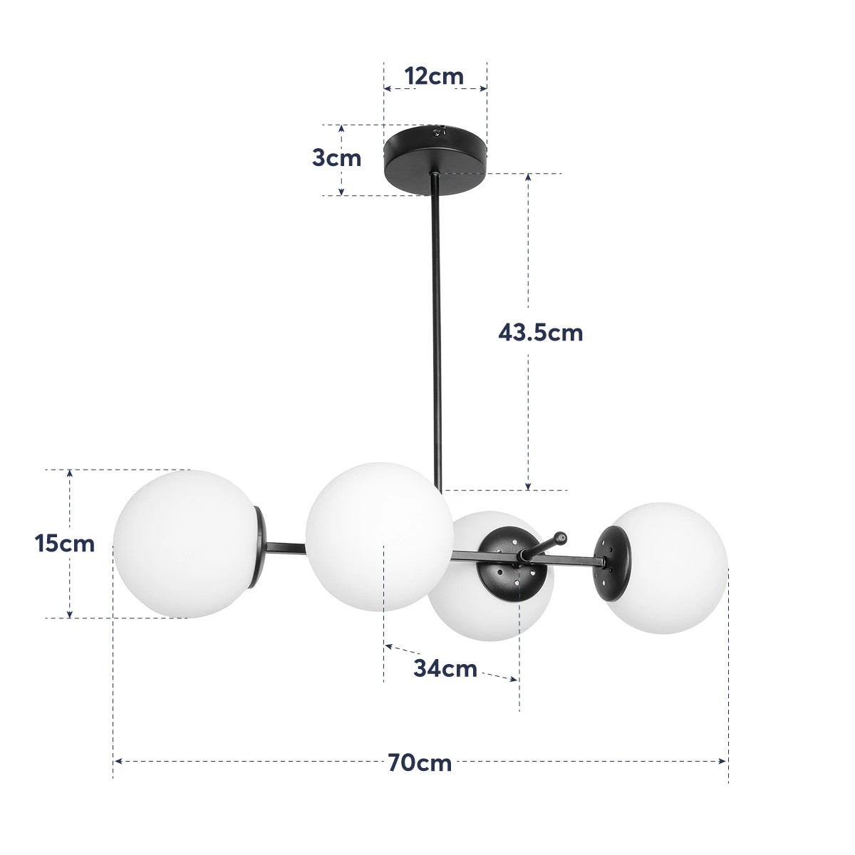 LEDTM® GLOBUS 203-0104 Μοντέρνο Φωτιστικό Οροφής με Ντουί 4 x E27 AC 220-240V IP20 - Λευκό & Μαύρο - Μ70 x Π34 x Υ15cm - Image 10