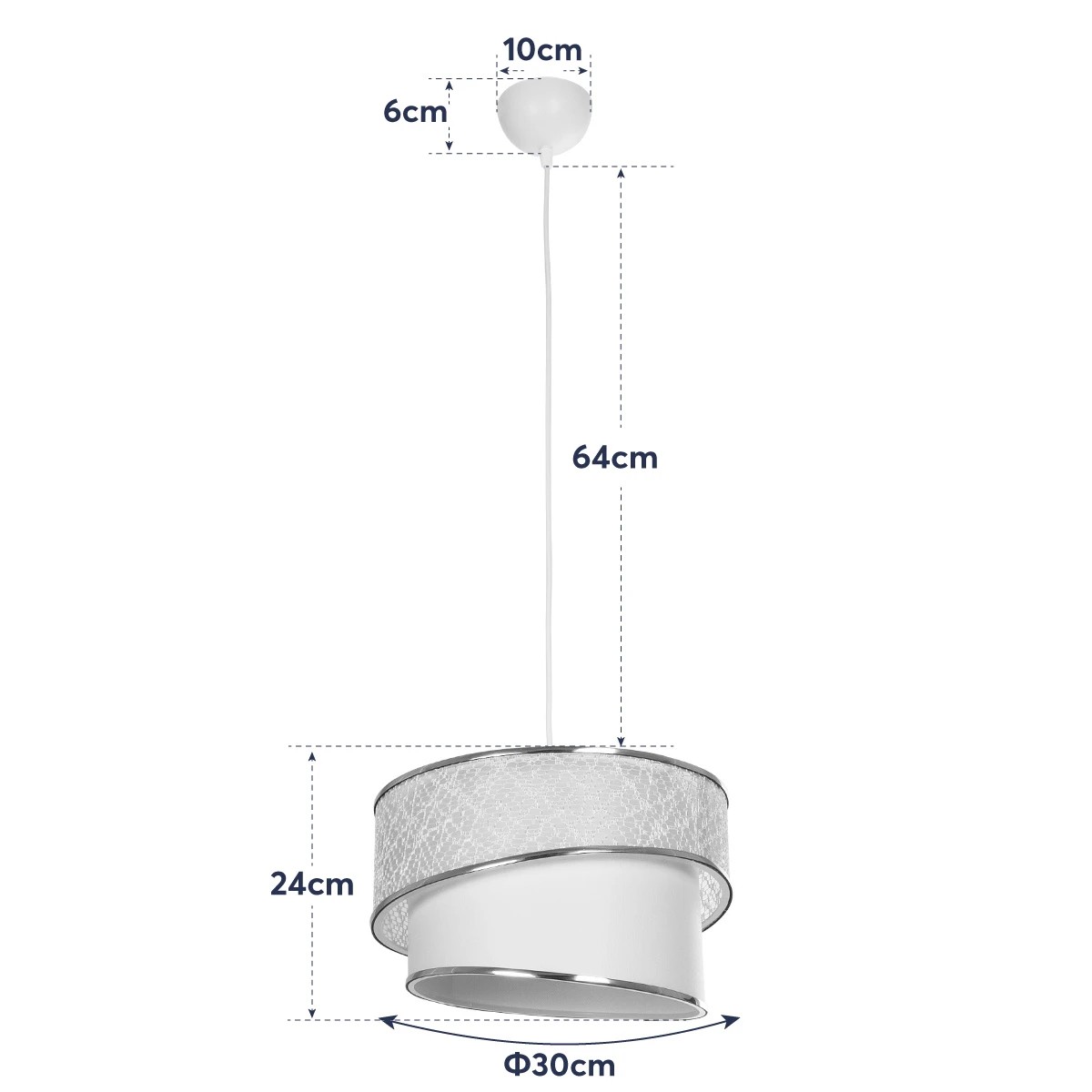 LEDTM® SONIA 203-0117 Μοντέρνο Κρεμαστό Φωτιστικό Οροφής με Ντουί 1 x E27 AC 220-240V IP20 - Λευκό & Χρυσό - Μ30 x Π30 x Υ24cm - Image 11