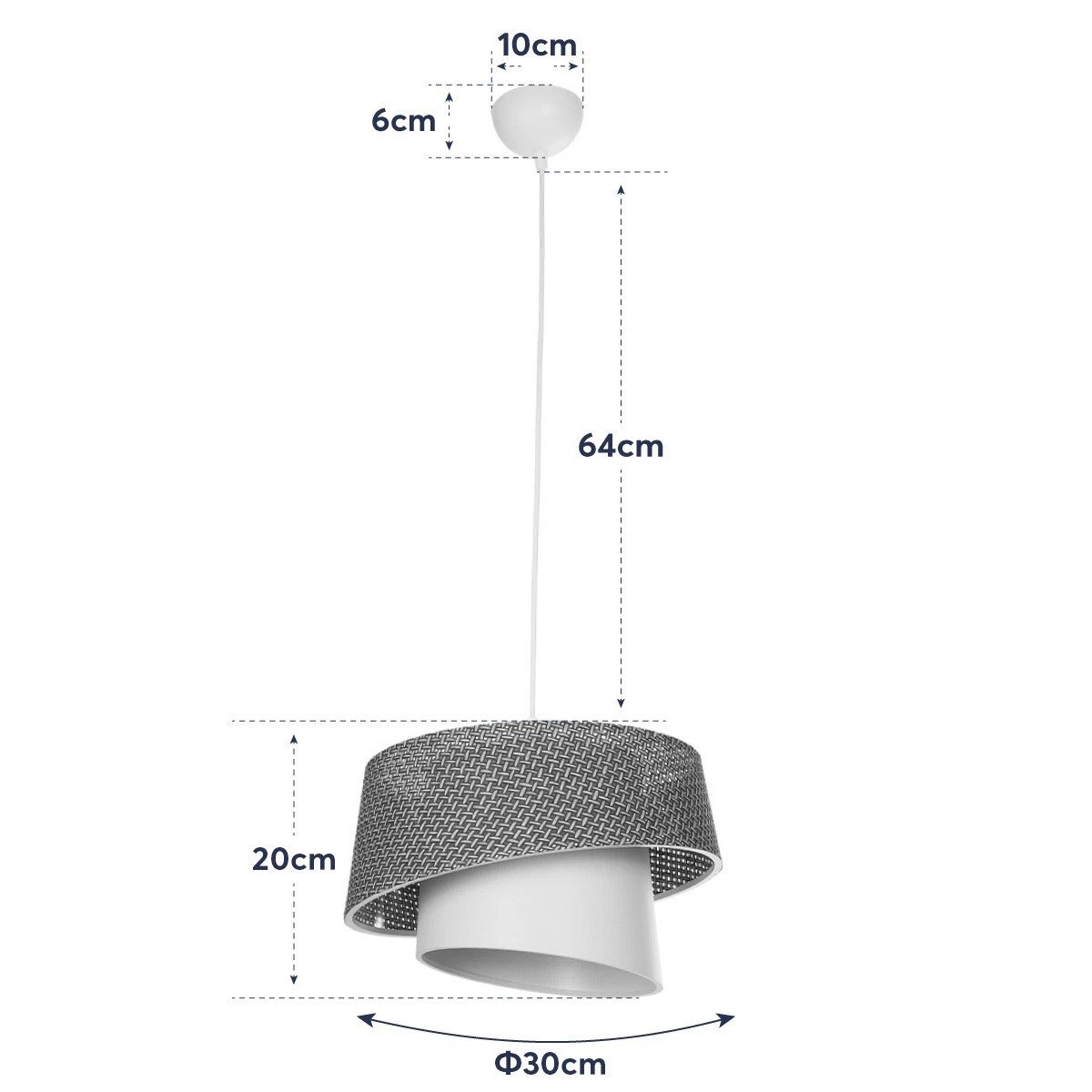 LEDTM® ALINA 203-0129 Μοντέρνο Κρεμαστό Φωτιστικό Οροφής με Ντουί 1 x E27 AC 220-240V IP20 - Καφέ & Μπεζ - Μ30 x Π30 x Υ20cm - Image 12