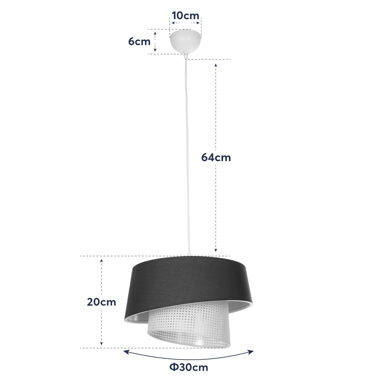LEDTM® ALINA 203-0131 Μοντέρνο Κρεμαστό Φωτιστικό Οροφής με Ντουί 1 x E27 AC 220-240V IP20 - Μαύρο & Μπεζ - Μ30 x Π30 x Υ20cm - Image 12