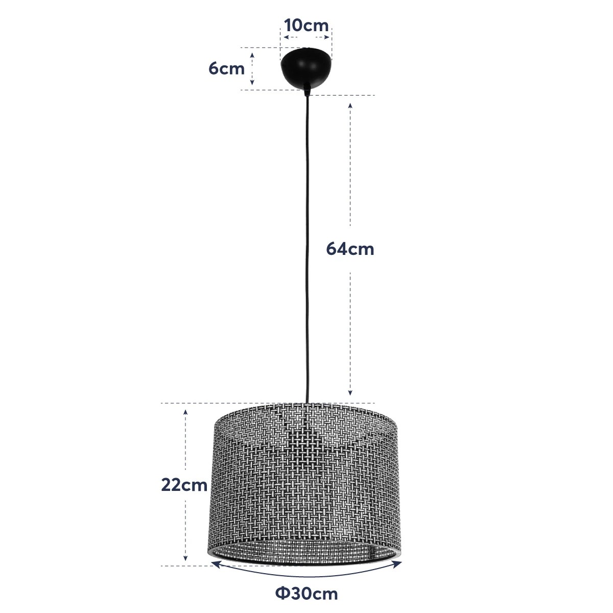LEDTM® CLAIRIE 203-0136 Μοντέρνο Κρεμαστό Φωτιστικό Οροφής με Ντουί 1 x E27 AC 220-240V IP20 - Μαύρο & Λευκό - Μ30 x Π30 x Υ22cm - Image 11